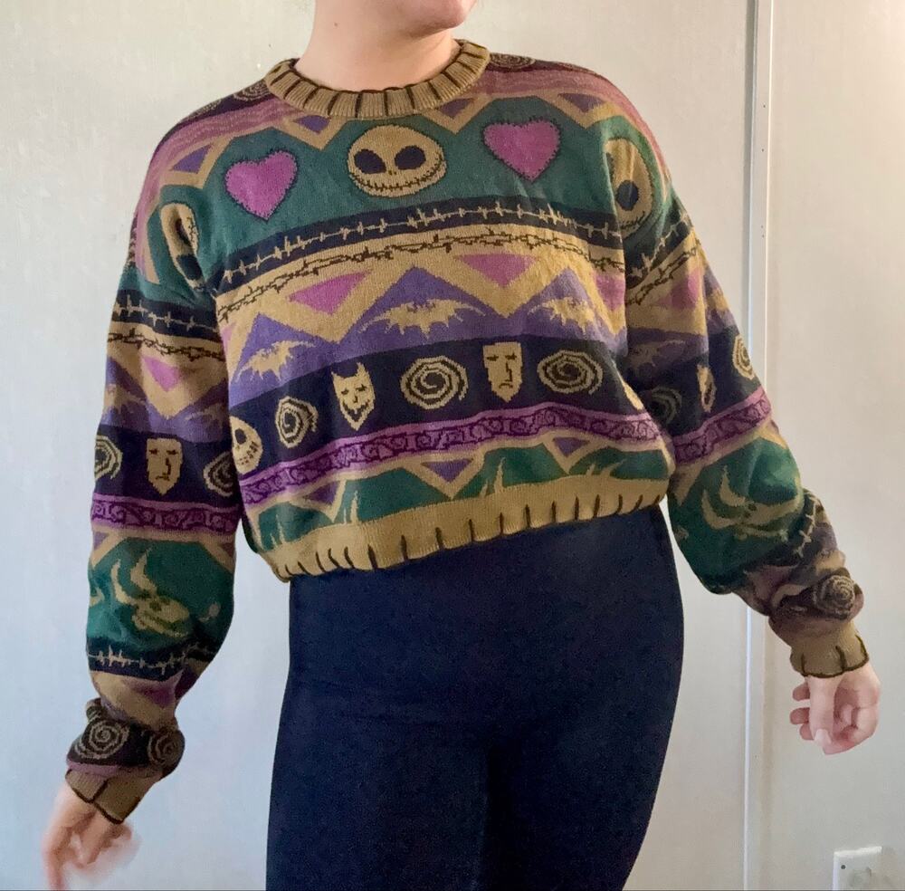 Her Universe Disney Nightmare Before Christmas Fair Isle Crop Sweater Size 1